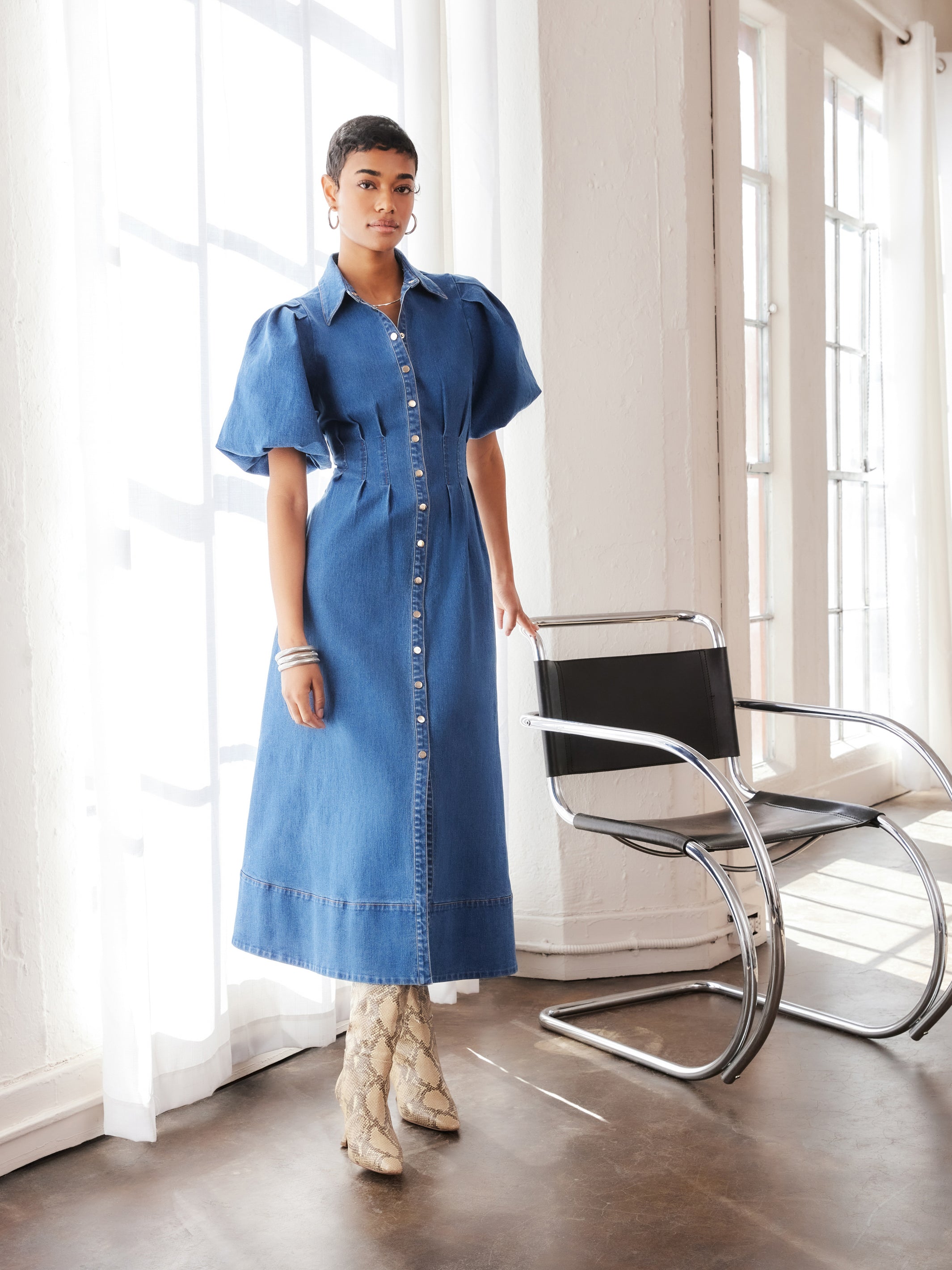 Esme Denim Midi Dress