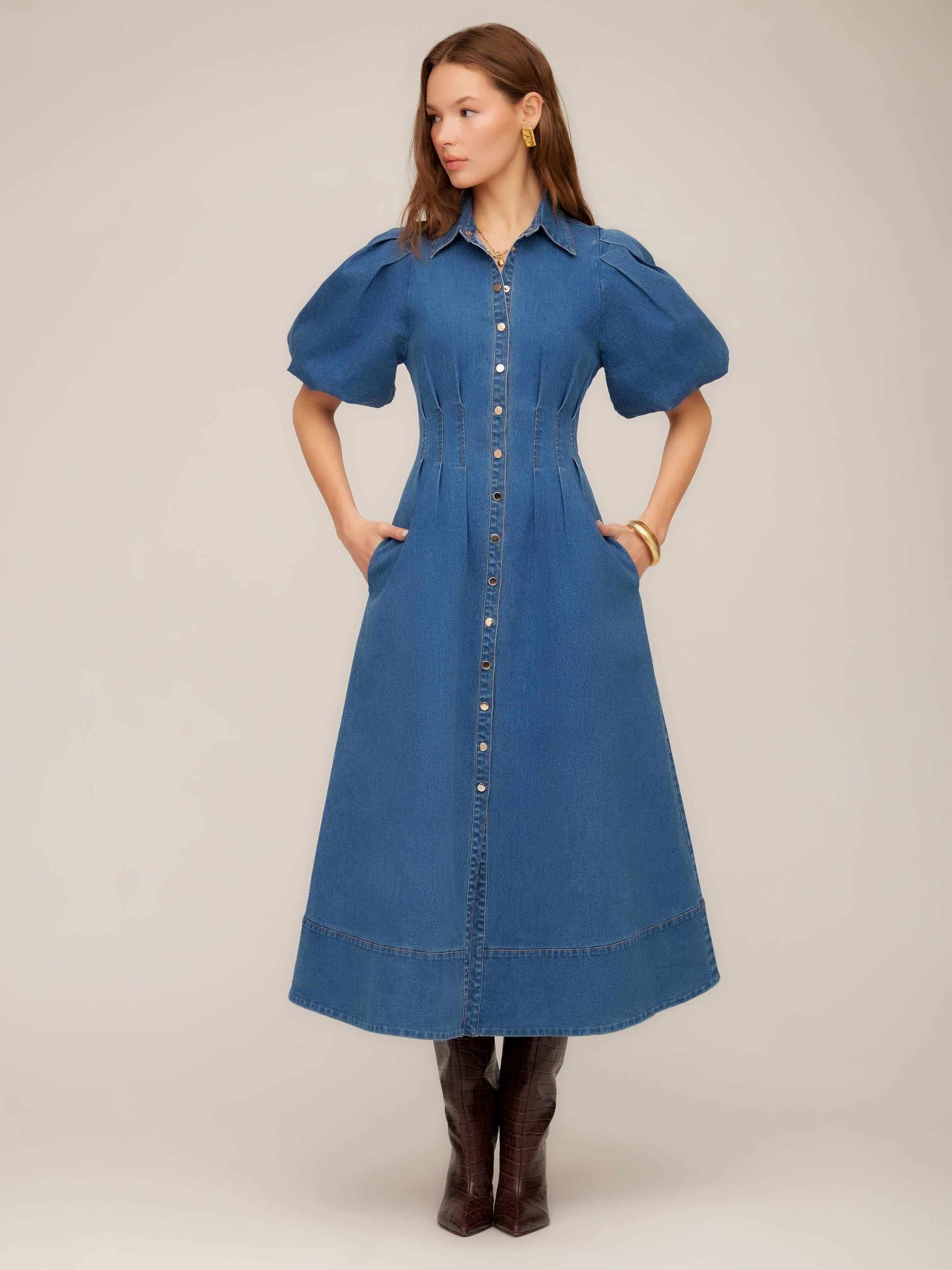 Fifteen Twenty Esme Midi Shirt Dress- Denim 2 Fifteen Twenty Esme Midi Shirt Dress- Denim 2