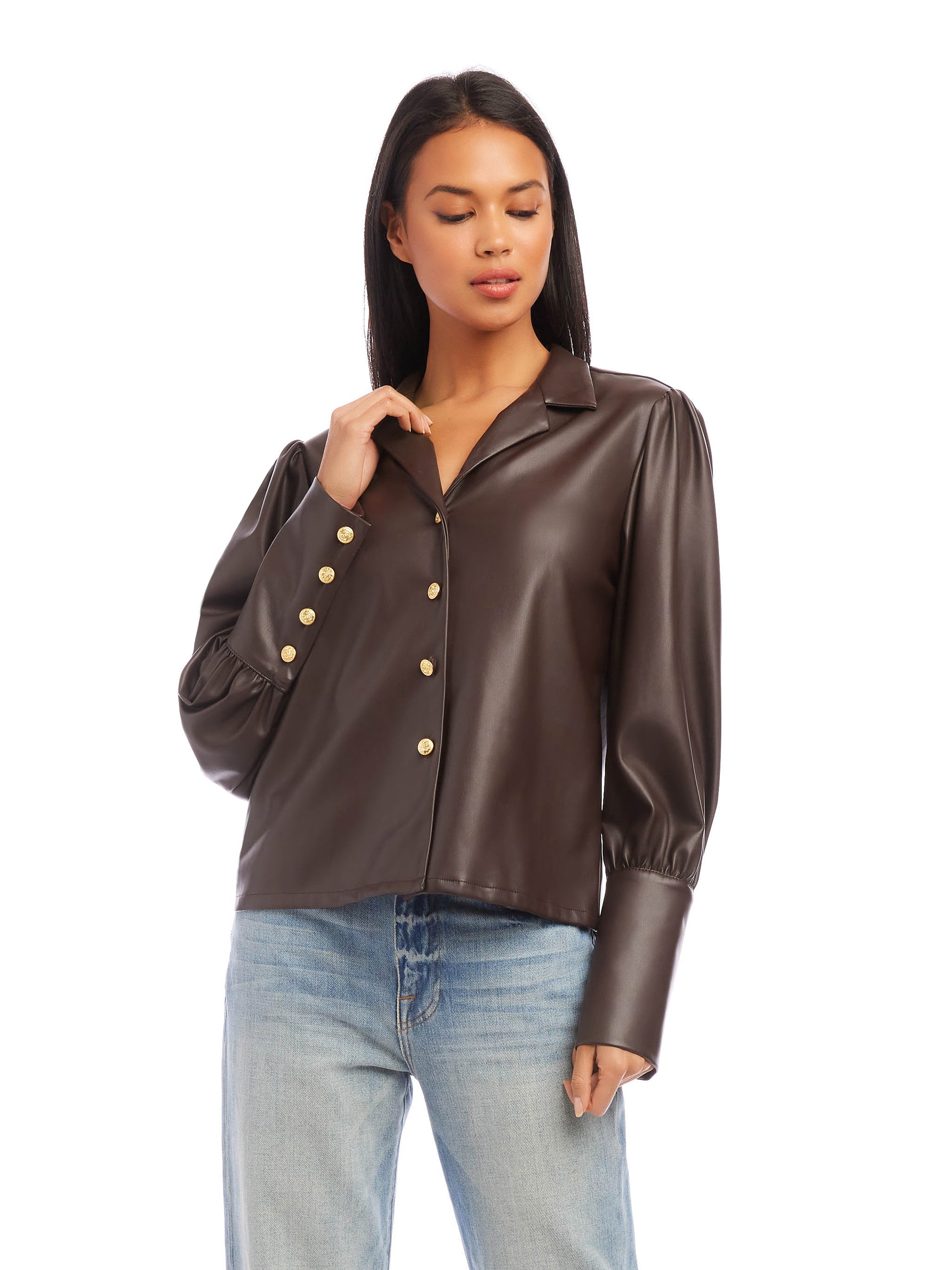 Faux Leather Shirt | Fifteen Twenty