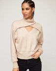 Caly Sweatshirt with crossed turtleneck and V-neck in soft fabric for a roomy, boxy fit