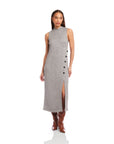 Lauren Button Detail Midi Dress