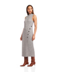 Lauren Button Detail Midi Dress