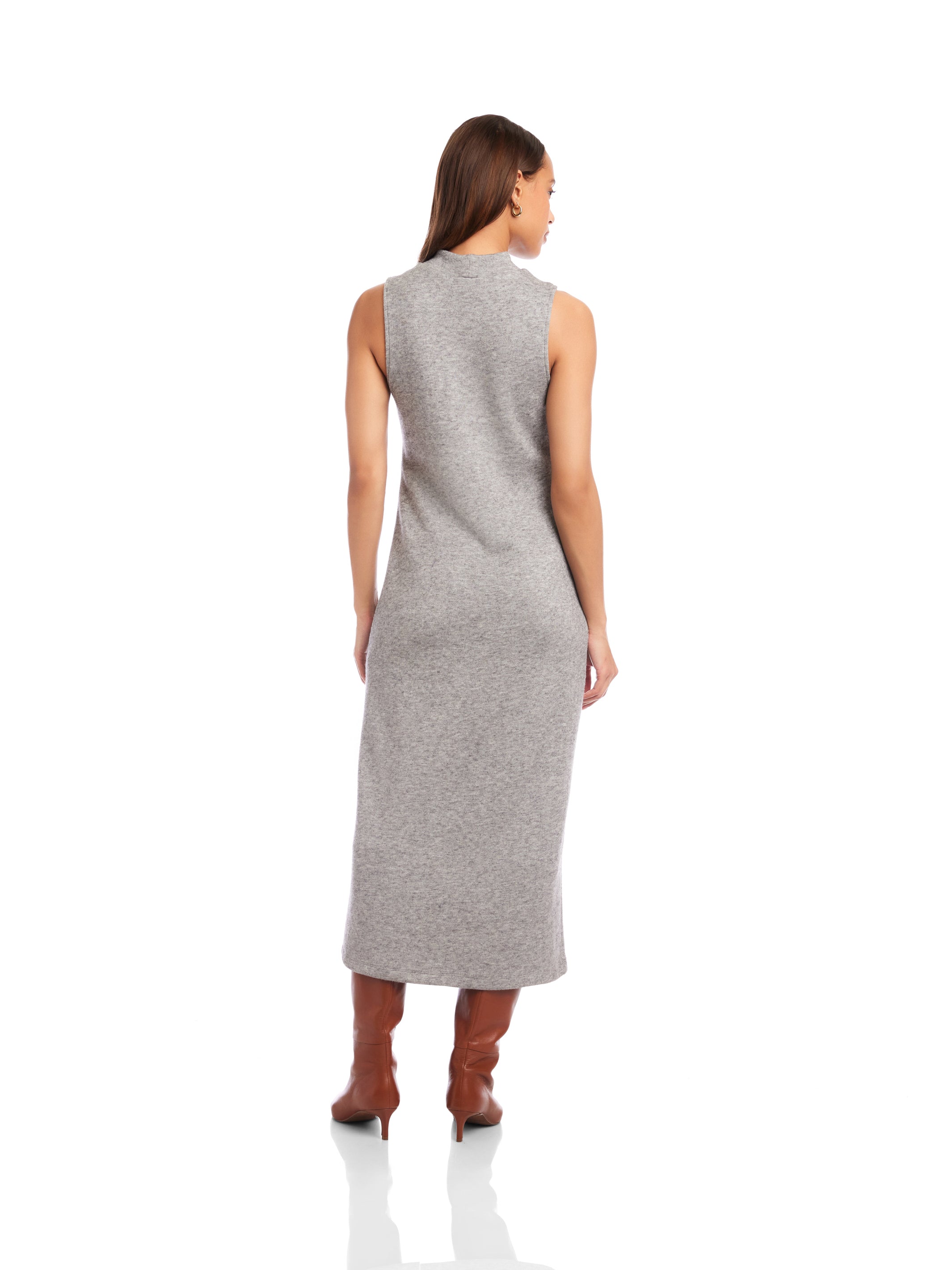 Lauren Button Detail Midi Dress