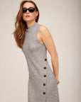 Lauren Button Detail Midi Dress