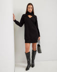 Claylee Crossover Turtleneck Dress