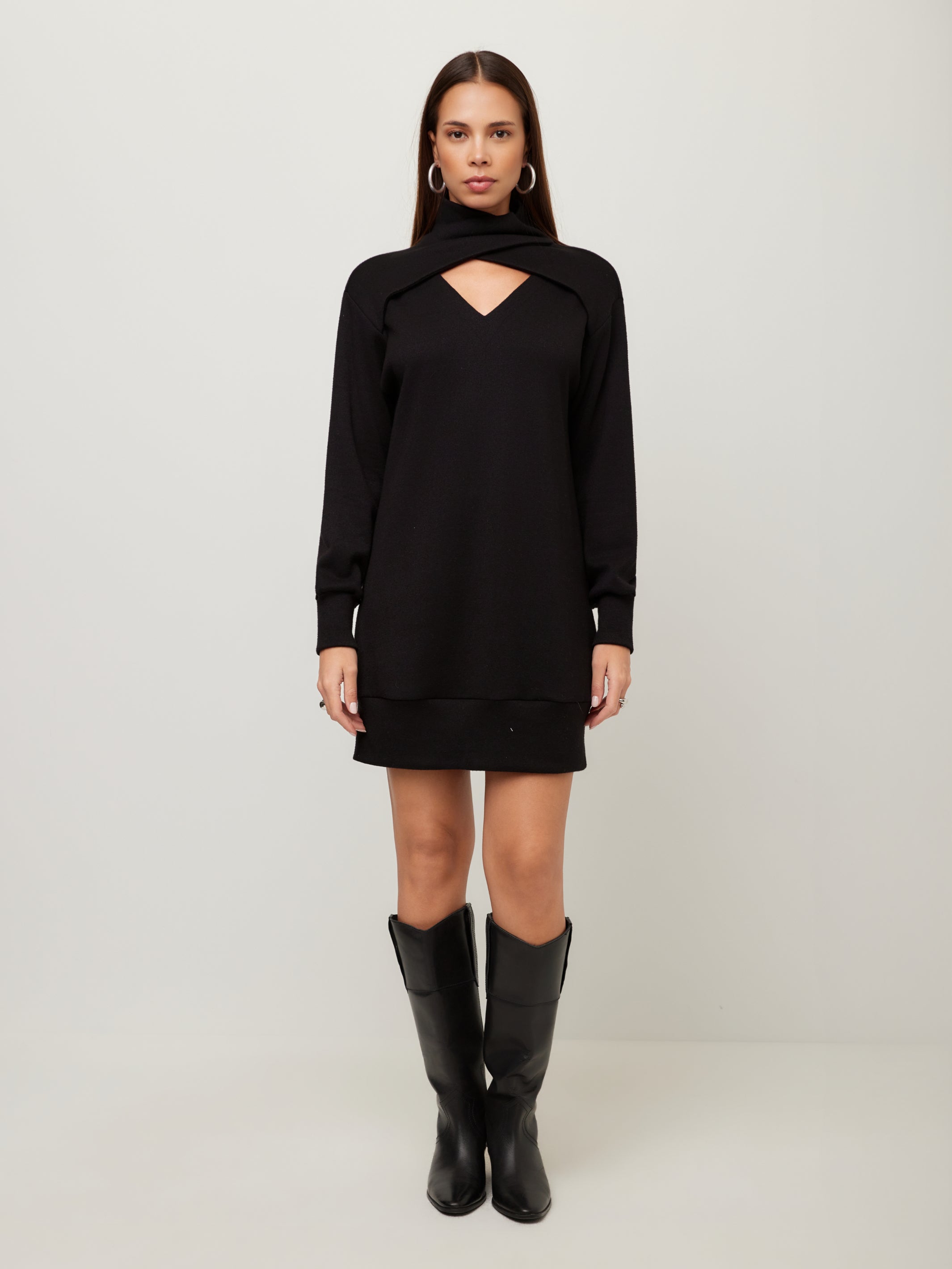 Claylee Crossover Turtleneck Dress | Fifteen Twenty Clothing