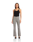 Ellie Bootcut Pants in stretch plaid fabric with high-rise elastic waistband and full-length bootcut silhouette