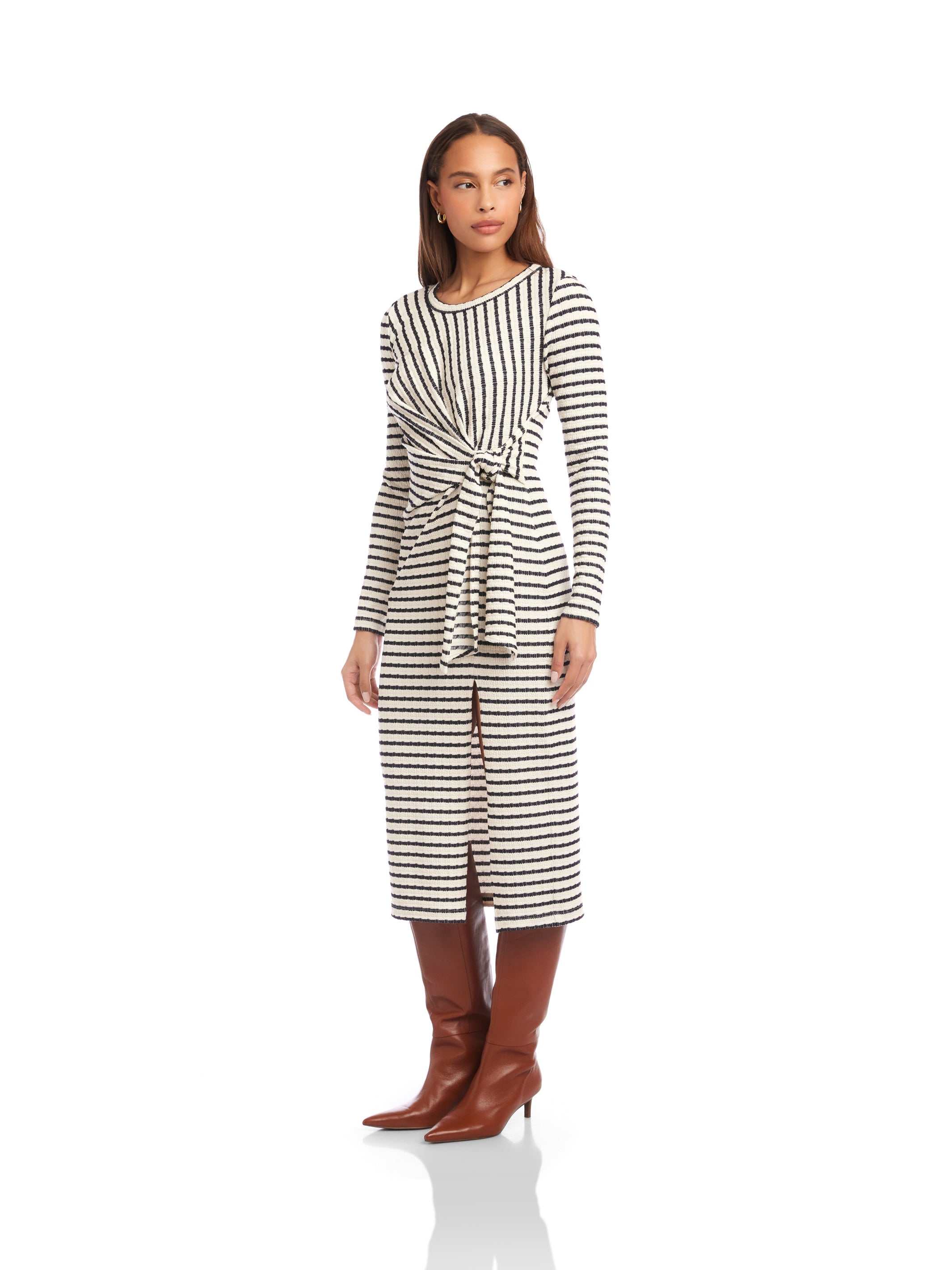 Fifteen Twenty Maddie Long Sleeve Midi Dress - Stripe - L Fifteen Twenty Maddie Long Sleeve Midi Dress - Stripe - L