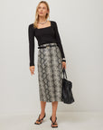 Kaia Faux Leather Midi Skirt