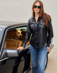 Anna Faux Leather Western Shirt