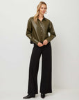 Victoria Faux Leather Button-Up Top
