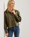 Victoria Faux Leather Button-Up Top