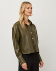 Victoria Faux Leather Button-Up Top
