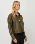Victoria Faux Leather Button-Up Top