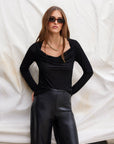 Payton Velvet Burnout Drape Front Top