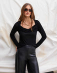 Payton Velvet Burnout Drape Front Top