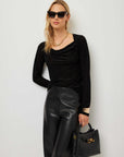 Payton Velvet Burnout Drape Front Top