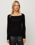Payton Velvet Burnout Drape Front Top