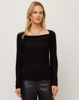 Payton Velvet Burnout Drape Front Top