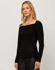 Payton Velvet Burnout Drape Front Top