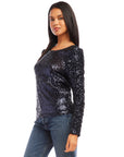 Sequin Shirred Sleeve Top