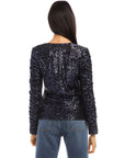 Sequin Shirred Sleeve Top