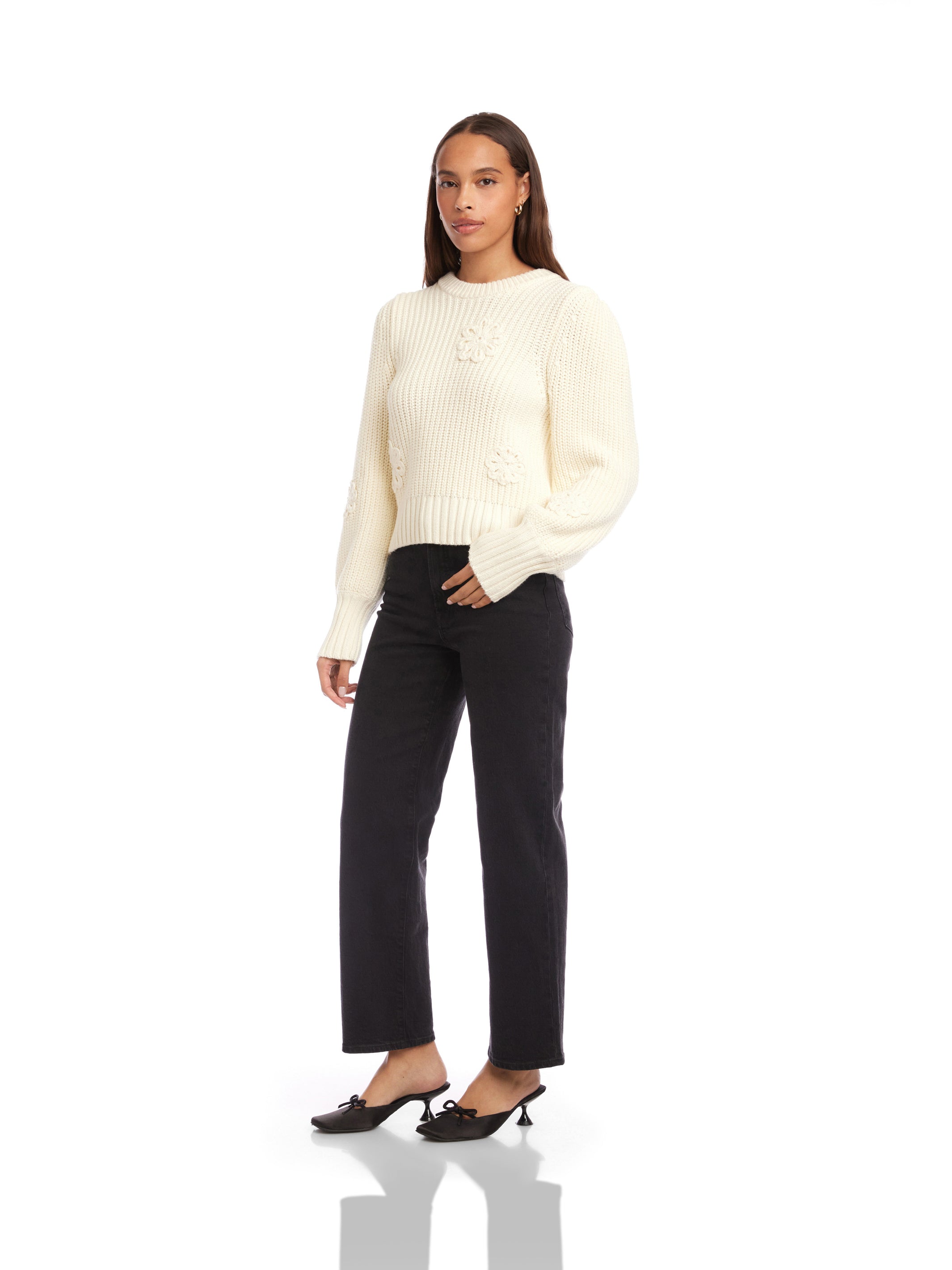 Brylee Crochet Flower Detail Sweater