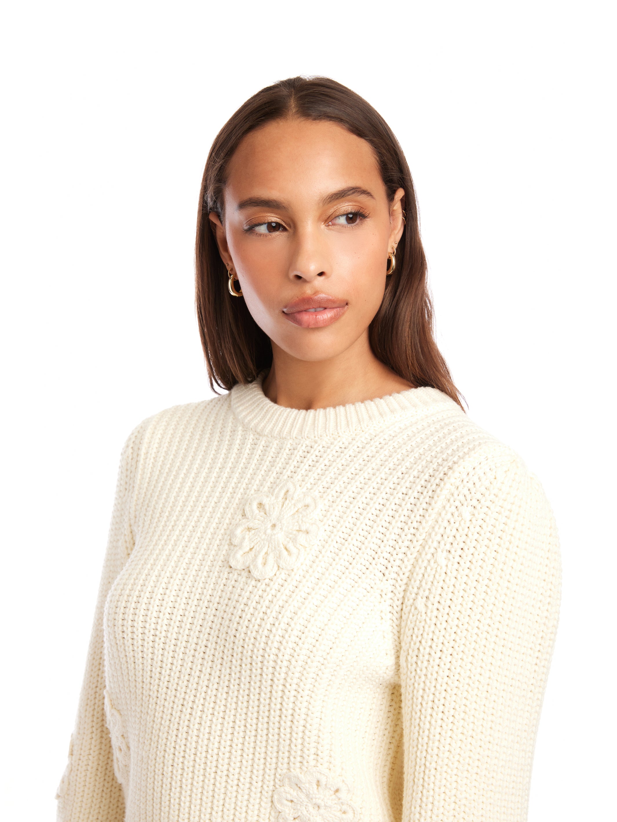 Brylee Crochet Flower Detail Sweater