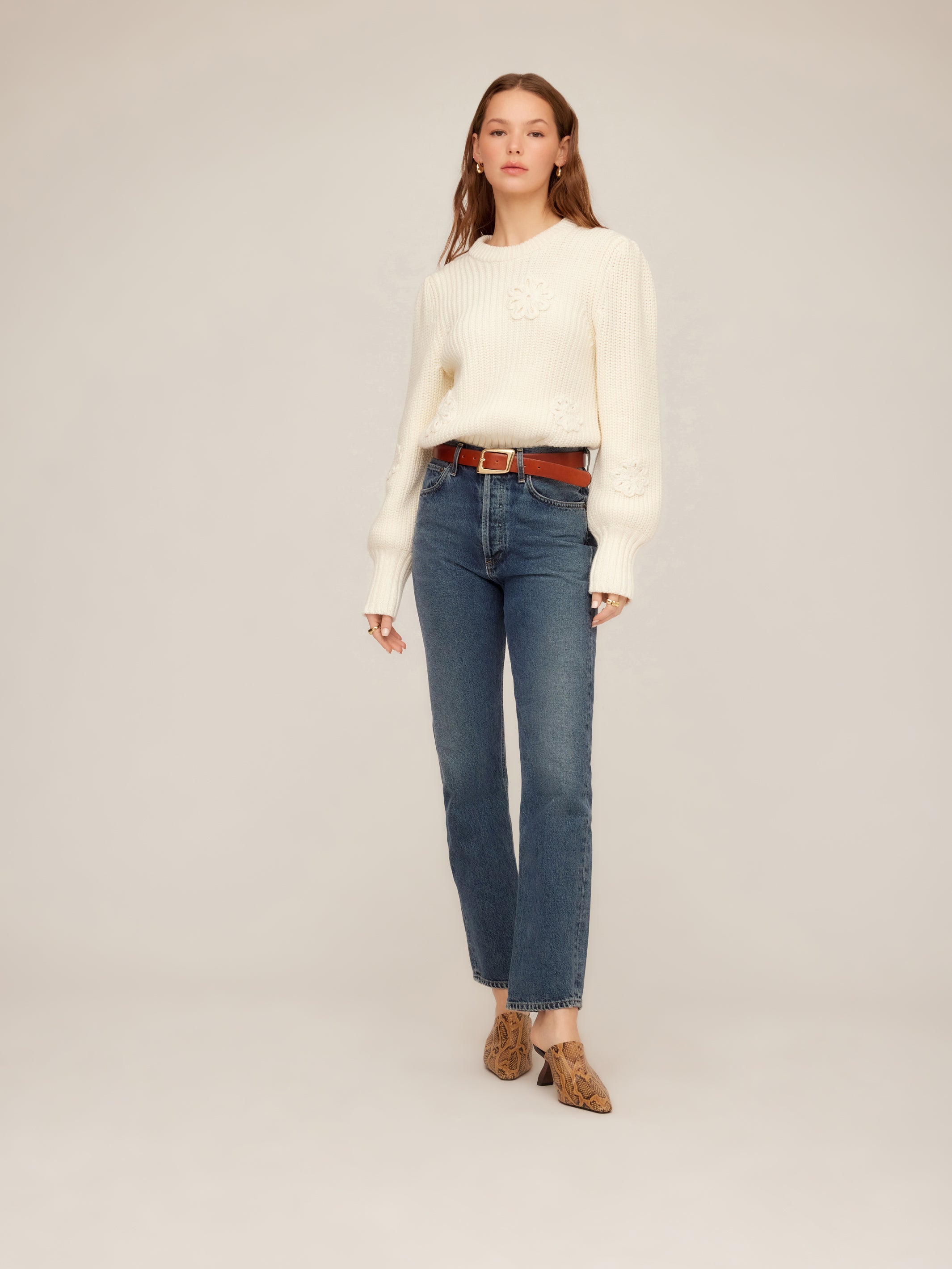 Brylee Crochet Flower Detail Sweater