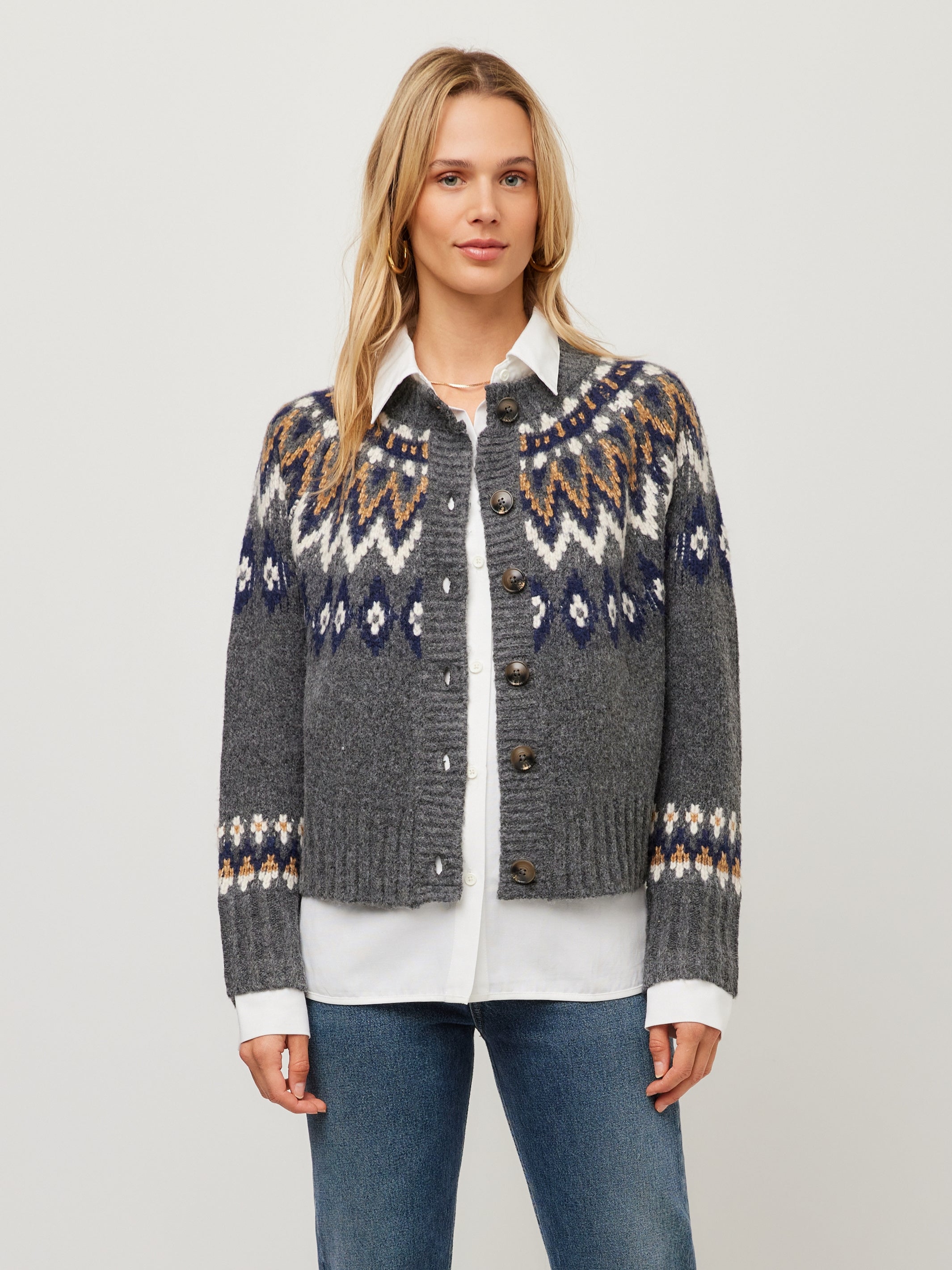 Alina Mixed Media Jacquard Cardigan | Fifteen Twenty Clothing