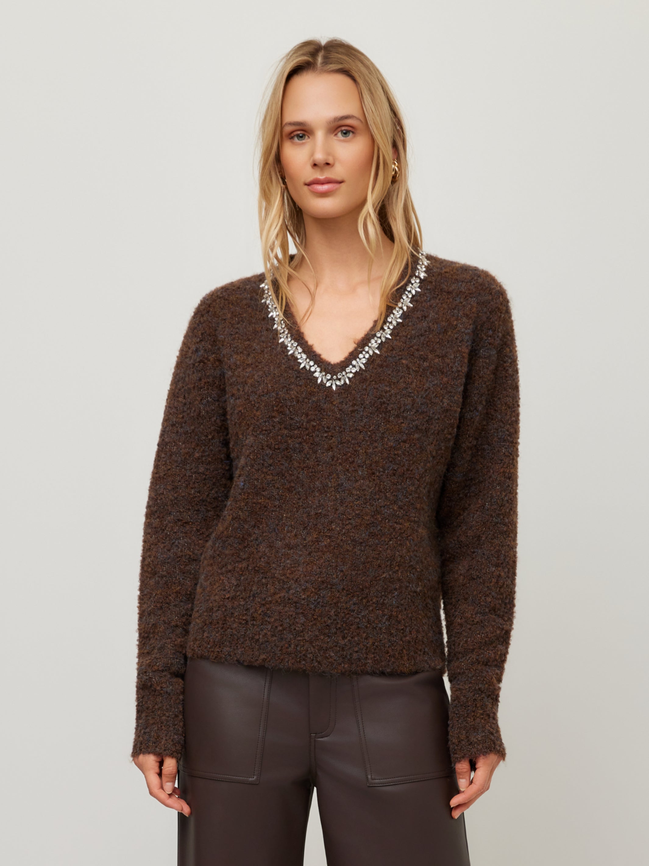 Ash Embellished V-Neck Sweater | Fifteen Twenty Clothing