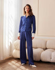 Sofi Pleated Pants high-rise wide-leg recycled satin trousers with front pleats and side pockets