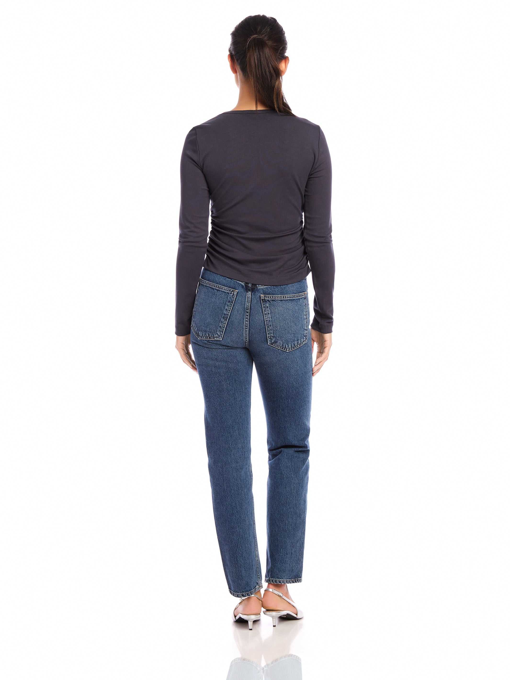 Shay Asymmetric Shirred Top