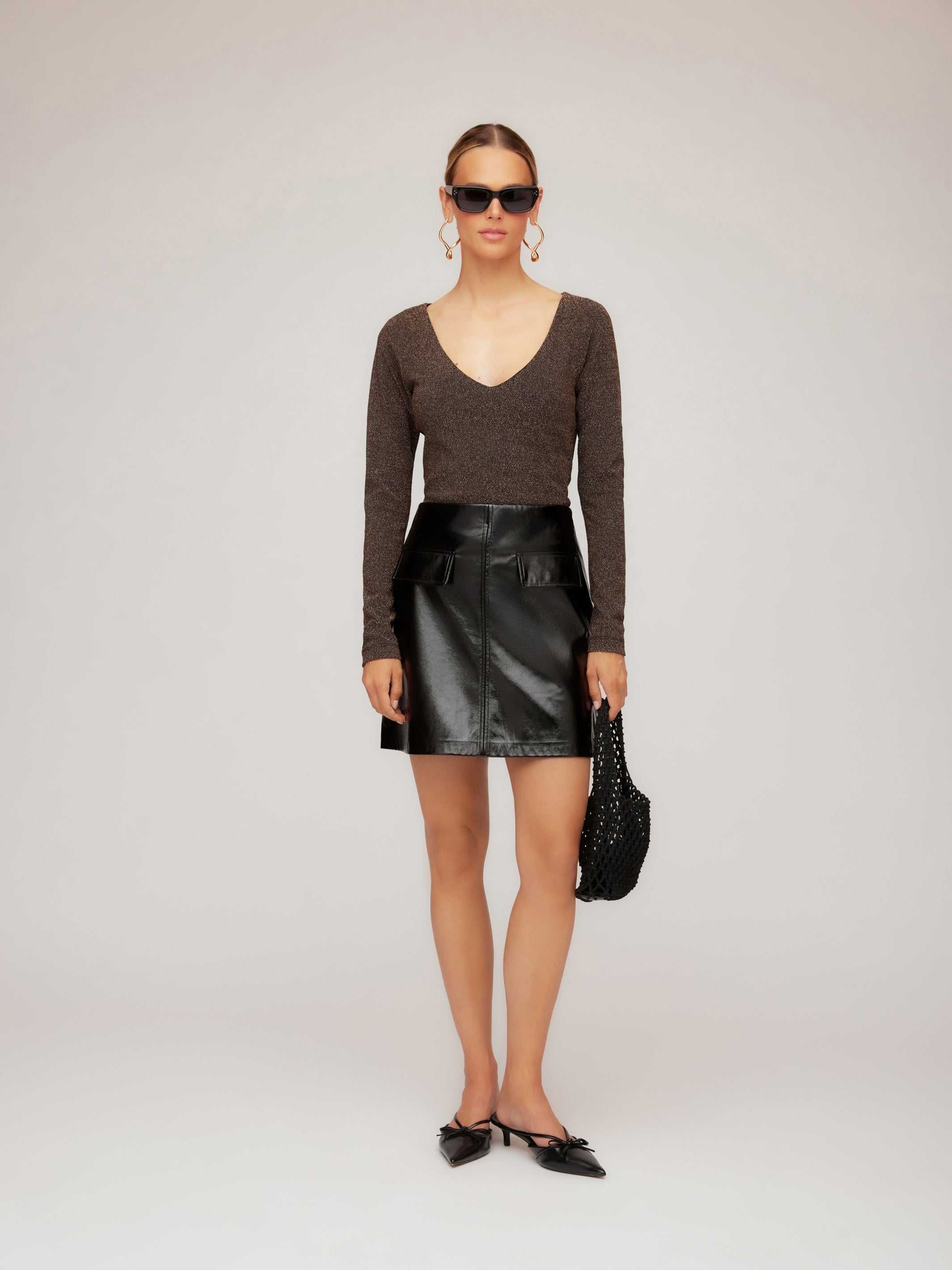 Britney Faux Patent Leather Mini Skirt - Modern & Edgy Style