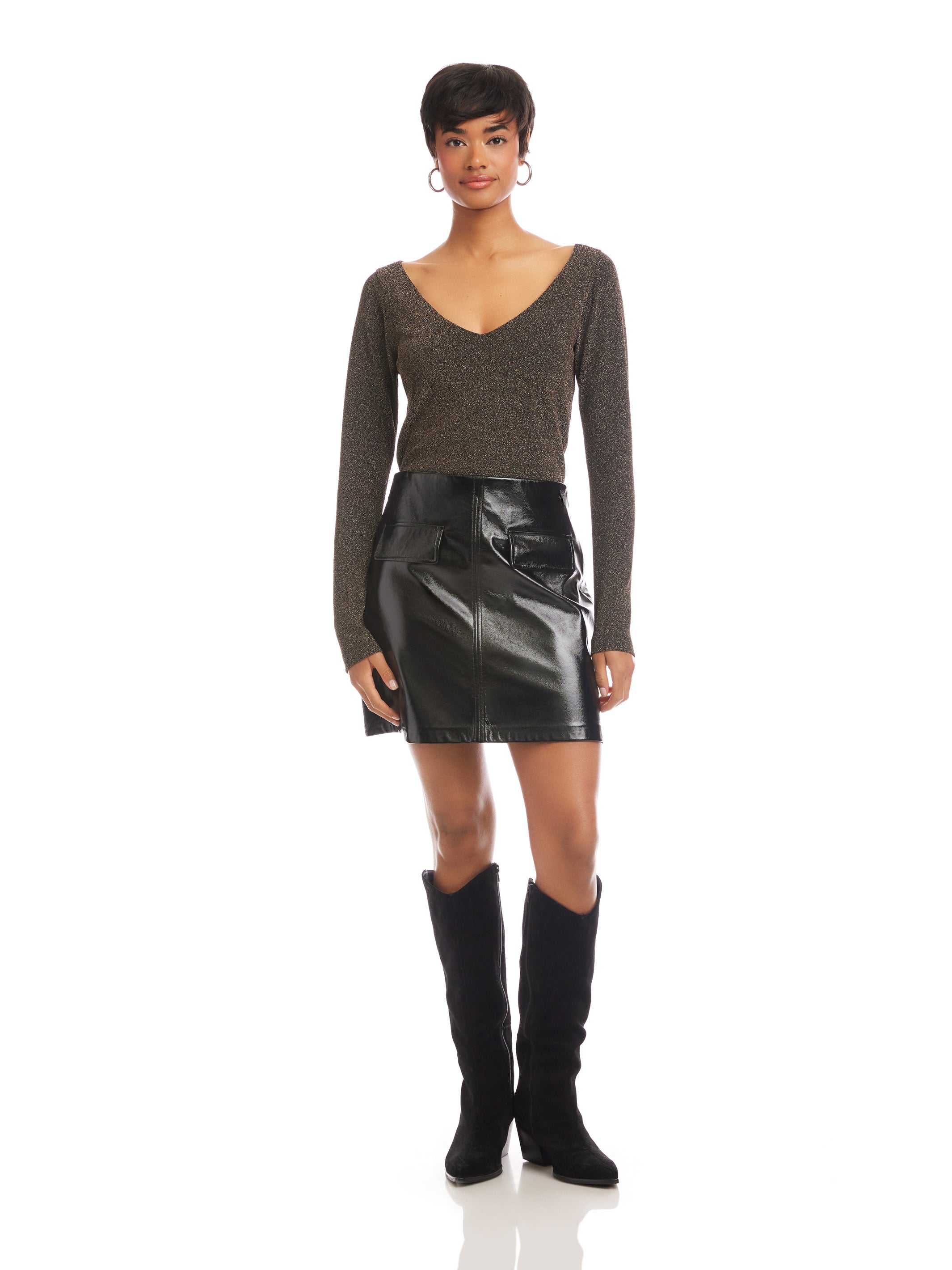 Britney Faux Patent Leather Mini Skirt - Modern & Edgy Style