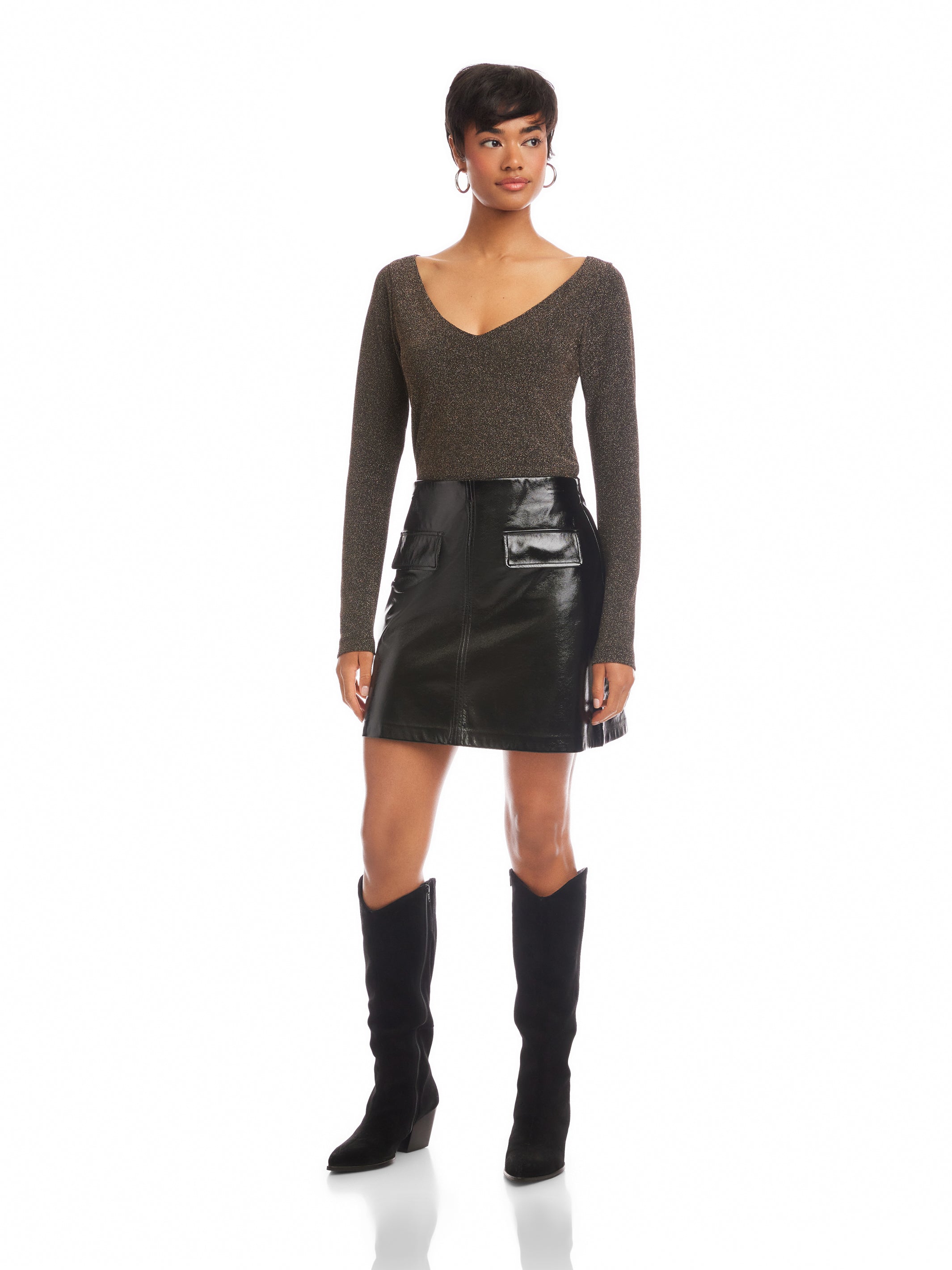 Britney Faux Patent Leather Mini Skirt