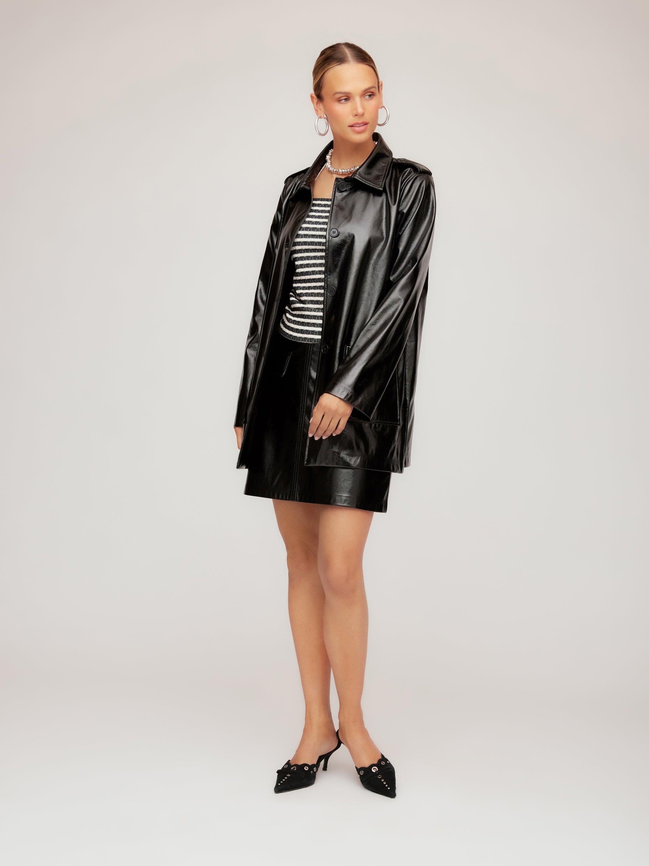 Janet Faux Patent Leather Jacket