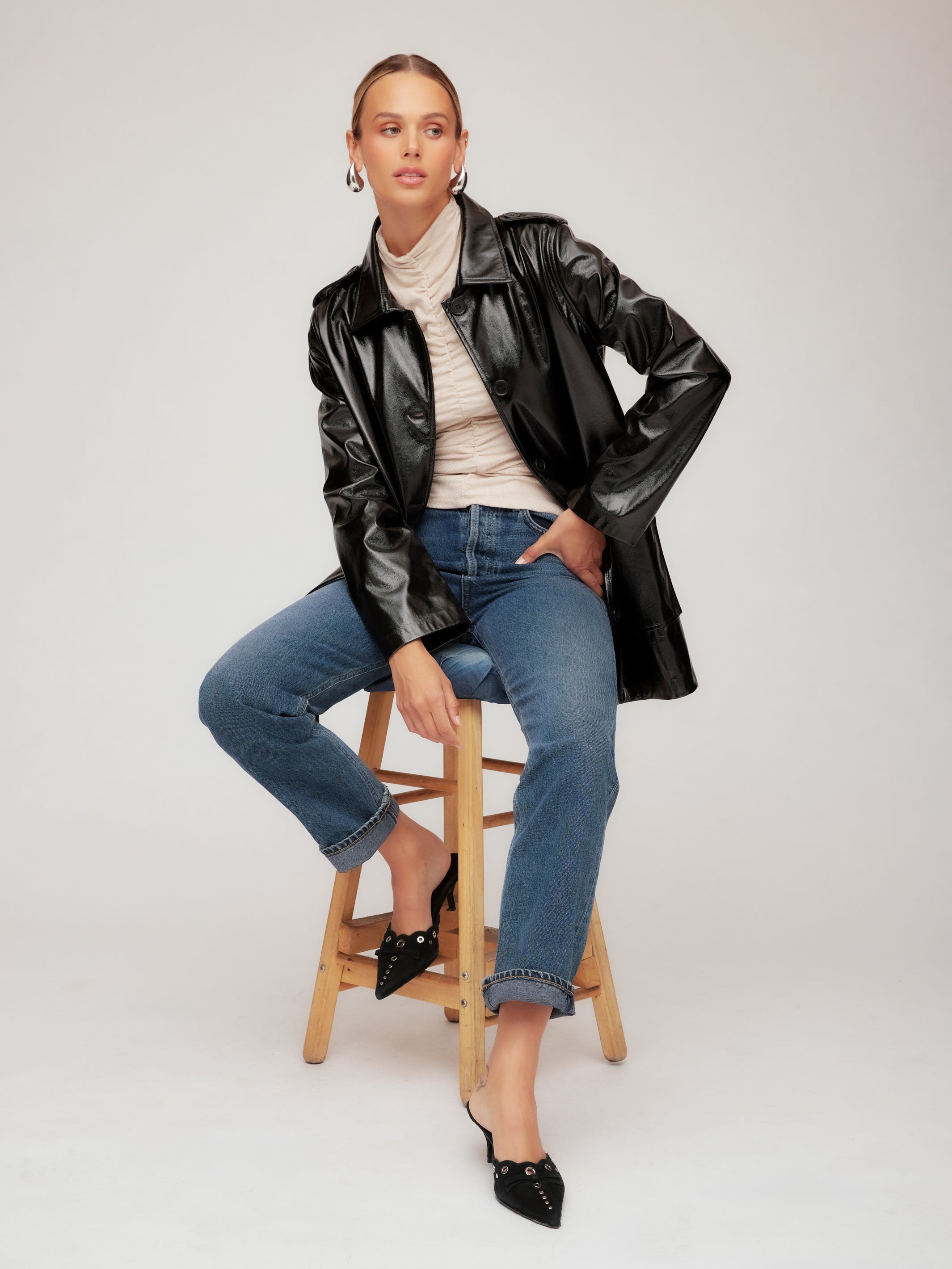 Janet Faux Patent Leather Jacket