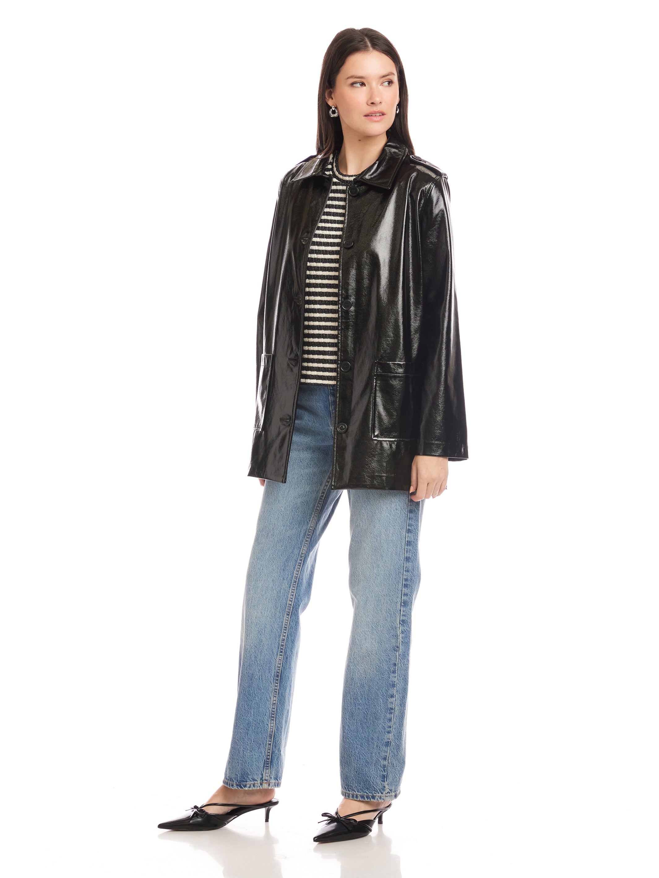 Janet Faux Patent Leather Jacket