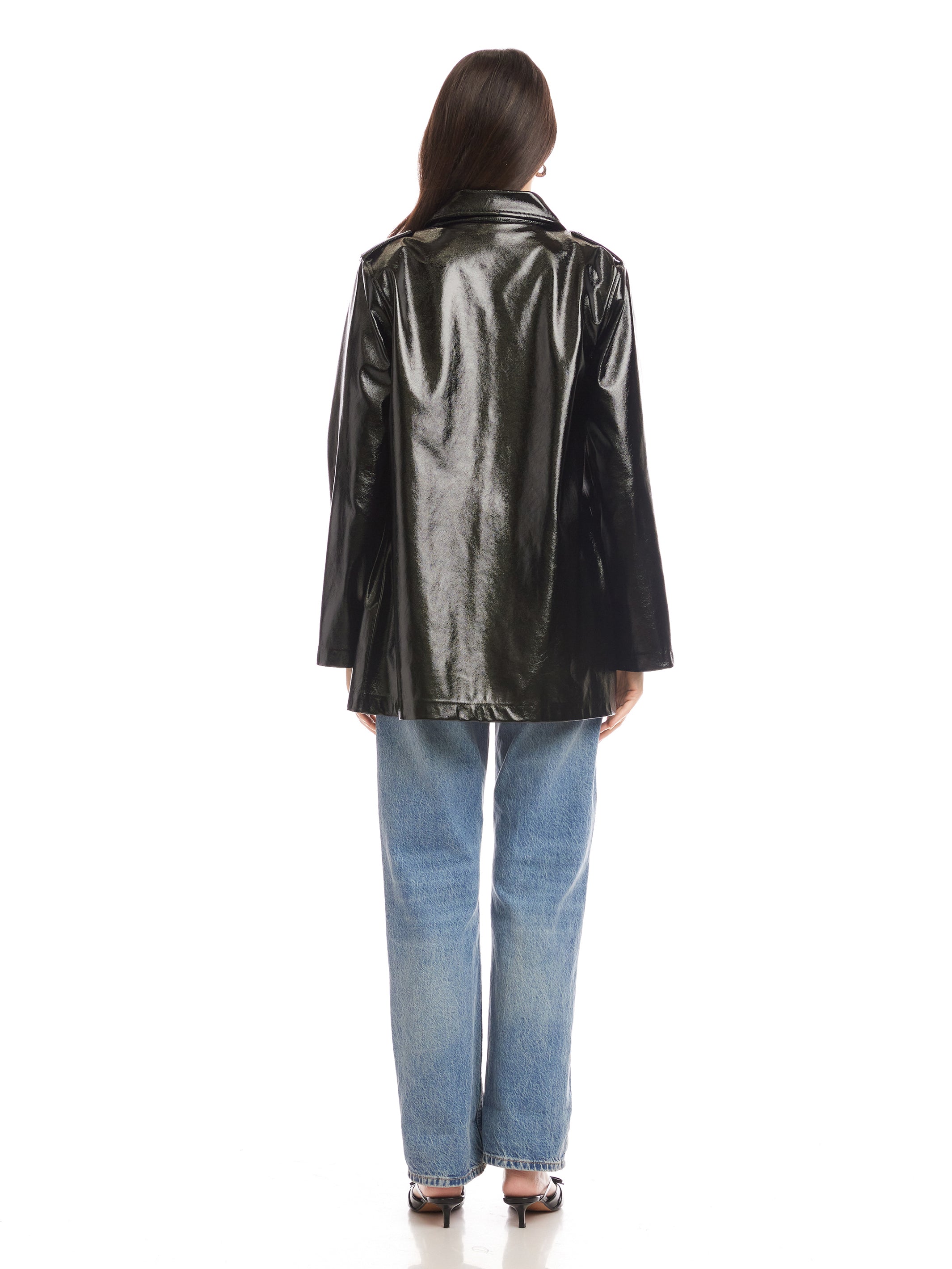 Janet Faux Patent Leather Jacket