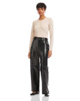 Lara Faux Patent Leather Wide-Leg Pants