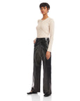 Lara Faux Patent Leather Wide-Leg Pants