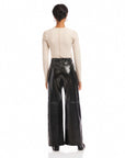 Lara Faux Patent Leather Wide-Leg Pants