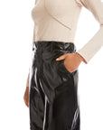 Lara Faux Patent Leather Wide-Leg Pants
