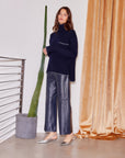 Faux Patent Leather Cropped Pants