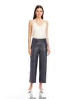 Faux Patent Leather Cropped Pants