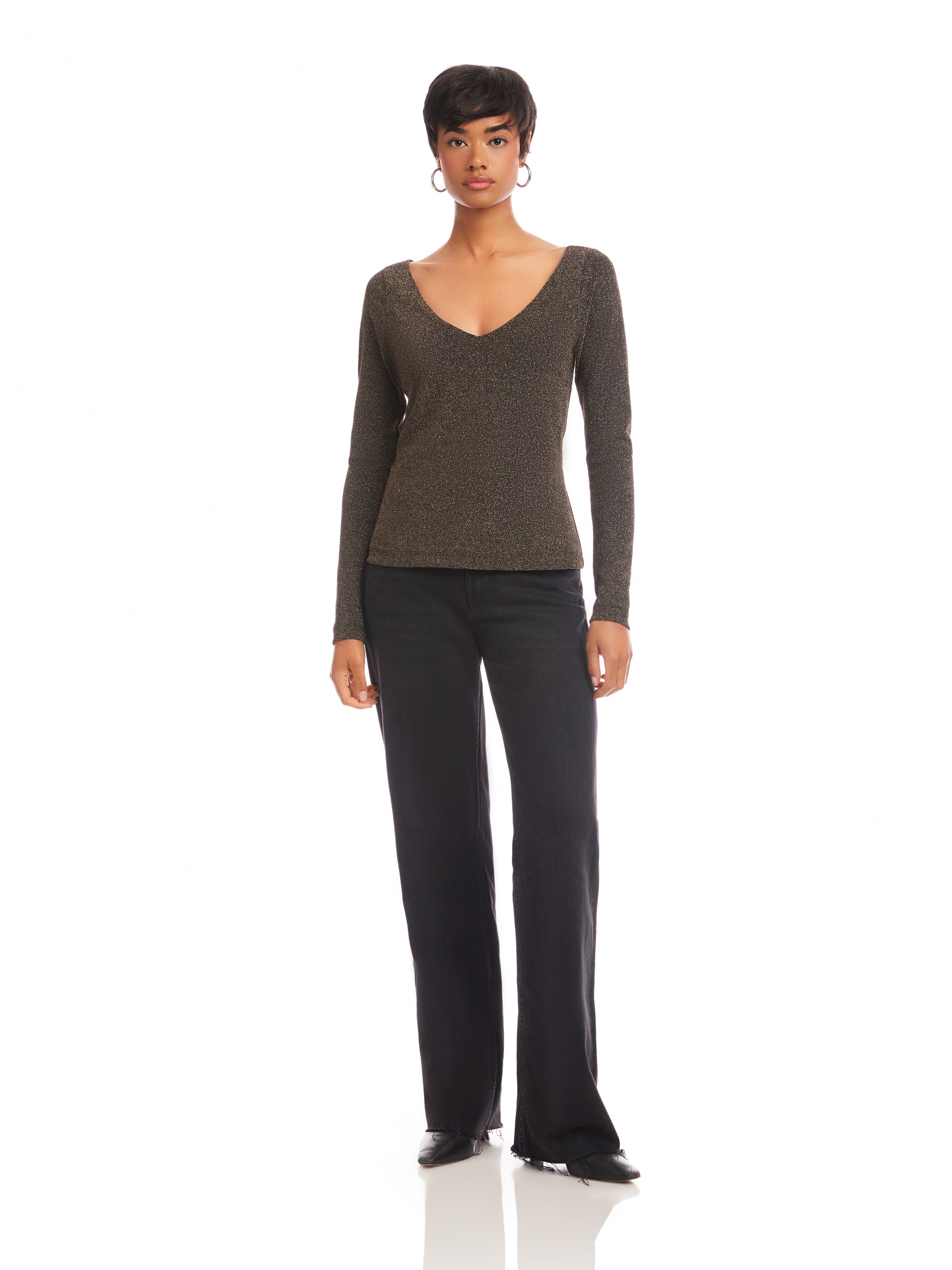 Whitney Metallic V-Neck Top