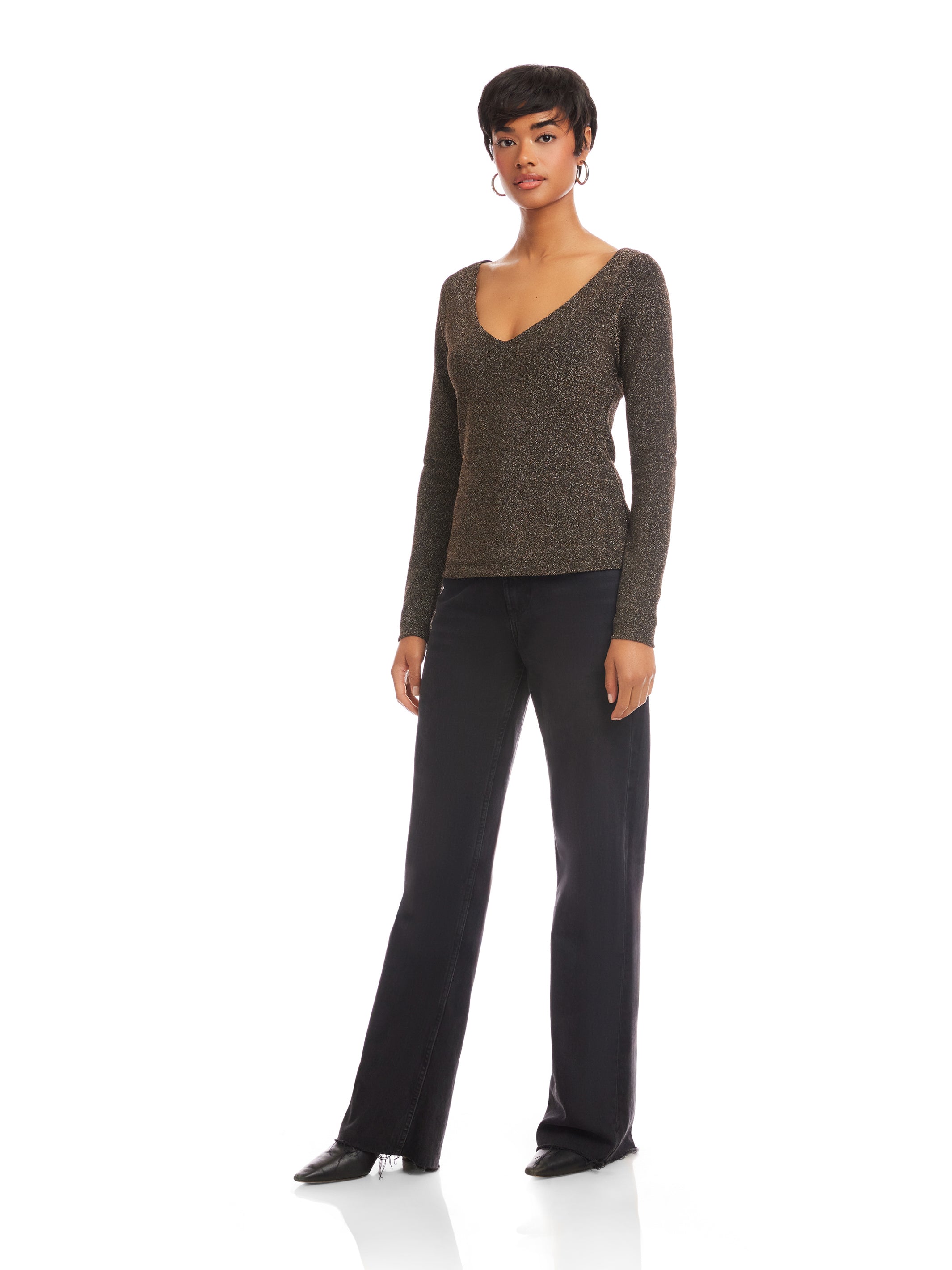 Whitney Metallic V-Neck Top | Fifteen Twenty Clothing