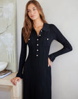 Ellie Ribbed Button-Up Sweater Dress