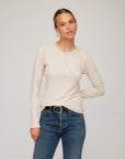 Elissa Long Sleeve Tee slim fit crew neck top with exposed seam detailing